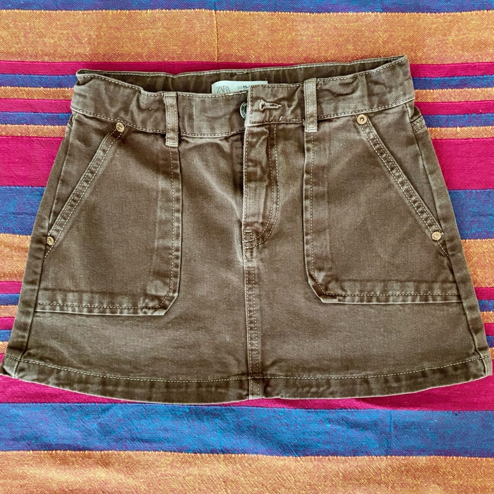 Zara Brown Mini Cargo Skirt